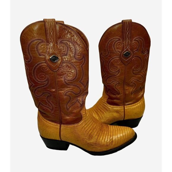 Unique El General Lizard Skin Tan Boots Cien Años 100 Years Size 27 - US Men's 8 - Picture 1 of 16